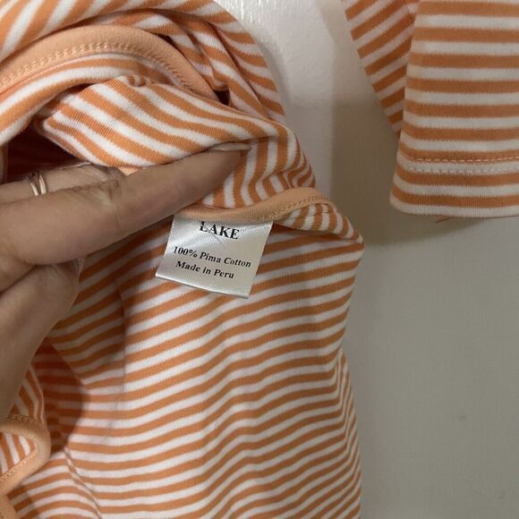 LAKE striped orange pima cotton shirt dress lounge wear size small - Picture 5 of 6